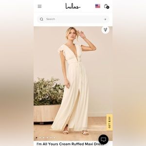 Lulus I’m all yours cream maxi dress. Size small.